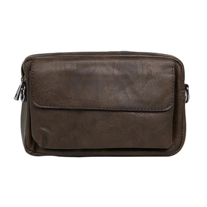 Borseta barbati, de umar, piele ecologica, Naimeed D5444, Companion, Maro inchis, 15x6x23cm