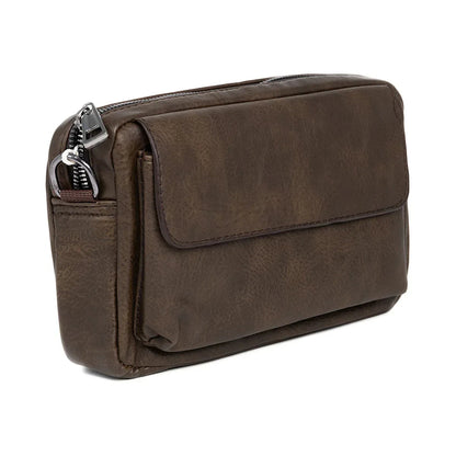 Borseta barbati, de umar, piele ecologica, Naimeed D5444, Companion, Maro inchis, 15x6x23cm
