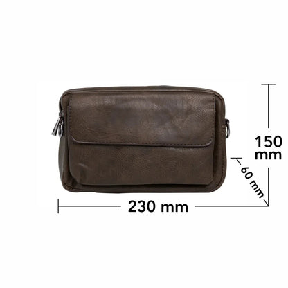 Borseta barbati, de umar, piele ecologica, Naimeed D5444, Companion, Maro inchis, 15x6x23cm