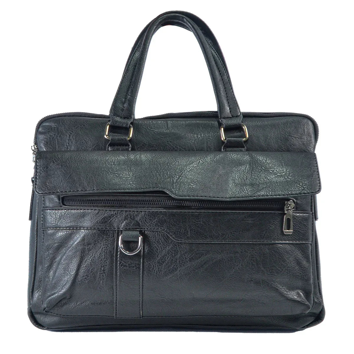 Servieta barbati, piele ecologica, Naimeed D5448, Companion, Negru, 39x7x30cm