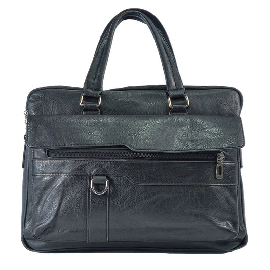 Servieta barbati, piele ecologica, Naimeed D5448, Companion, Negru, 39x7x30cm