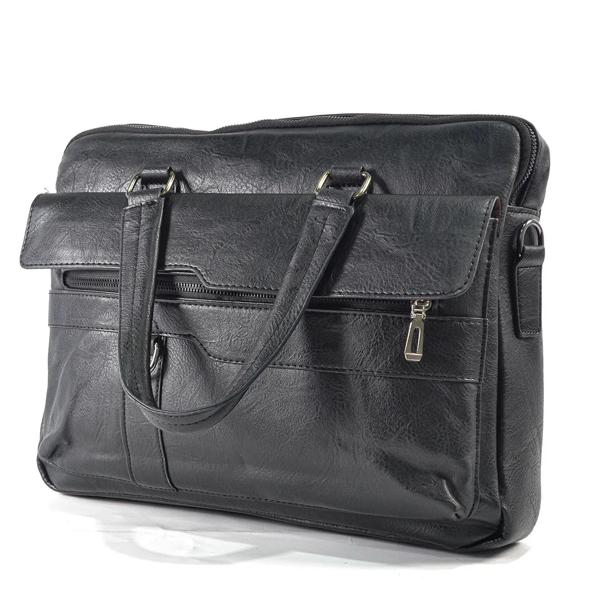 Servieta barbati, piele ecologica, Naimeed D5448, Companion, Negru, 39x7x30cm