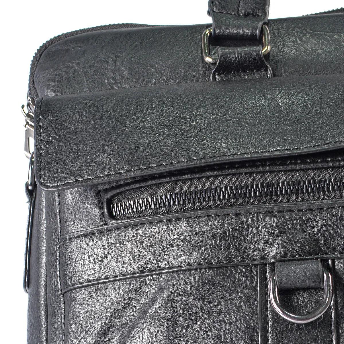 Servieta barbati, piele ecologica, Naimeed D5448, Companion, Negru, 39x7x30cm