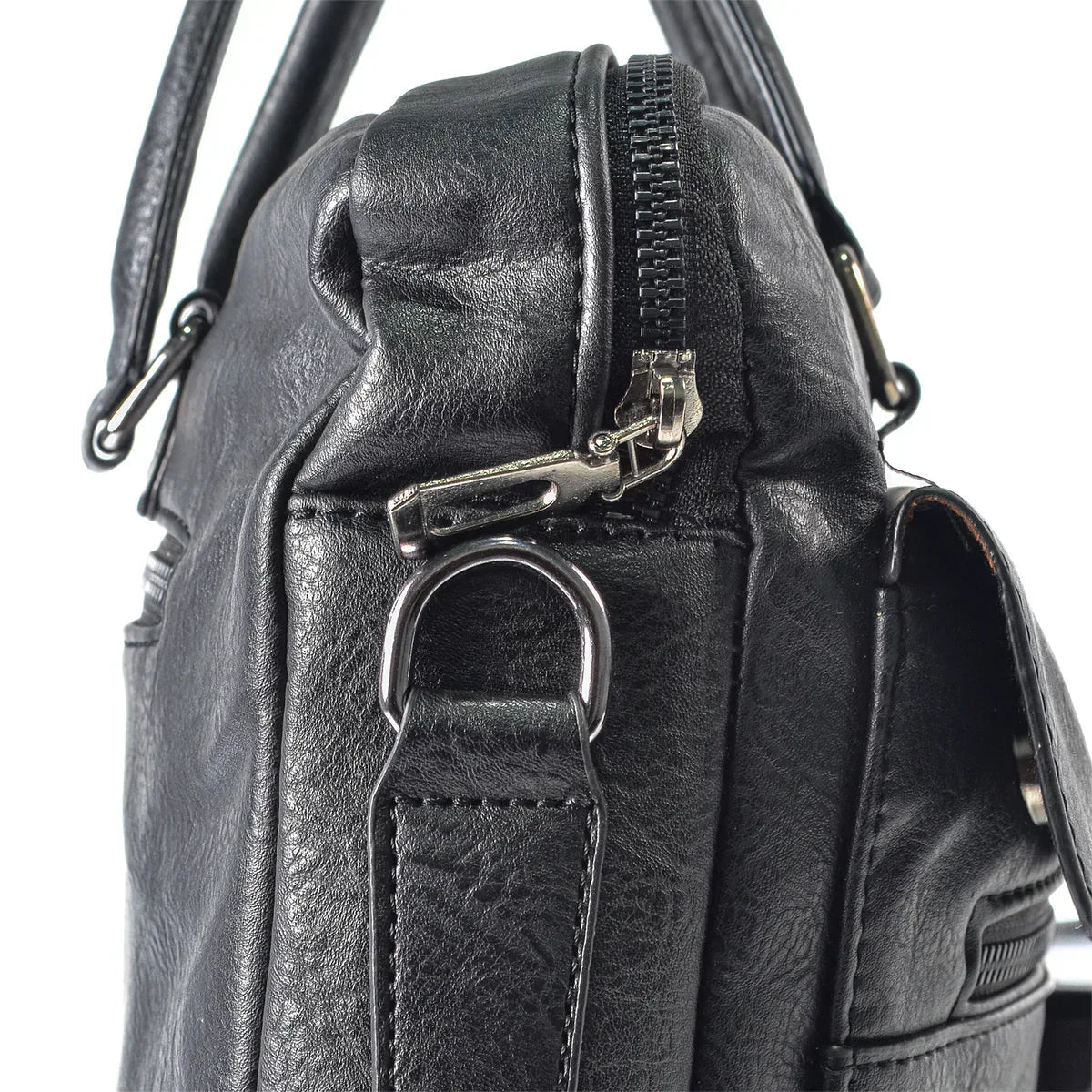 Servieta barbati, piele ecologica, Naimeed D5448, Companion, Negru, 39x7x30cm