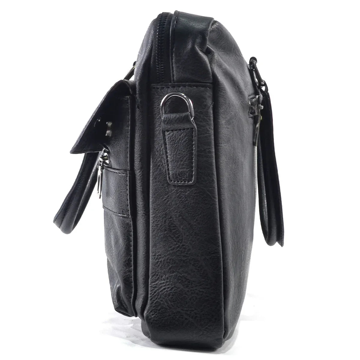 Servieta barbati, piele ecologica, Naimeed D5448, Companion, Negru, 39x7x30cm