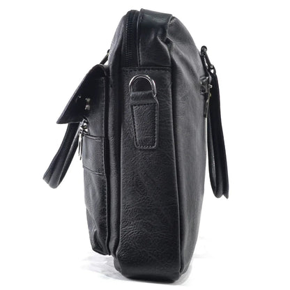 Servieta barbati, piele ecologica, Naimeed D5448, Companion, Negru, 39x7x30cm