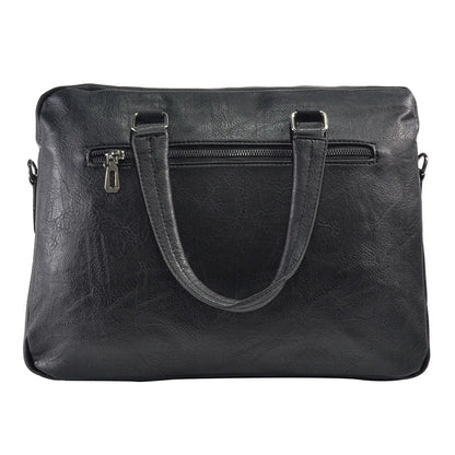 Servieta barbati, piele ecologica, Naimeed D5448, Companion, Negru, 39x7x30cm