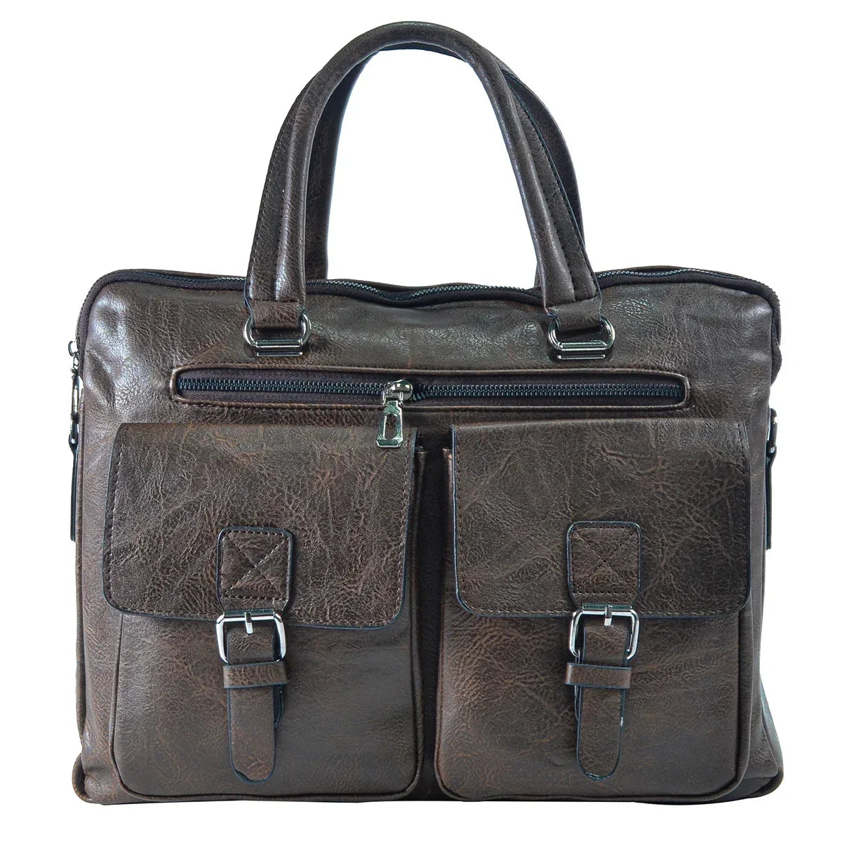 Servieta barbati, piele ecologica, Naimeed D5454, Companion, Maro inchis, 39x7x30cm