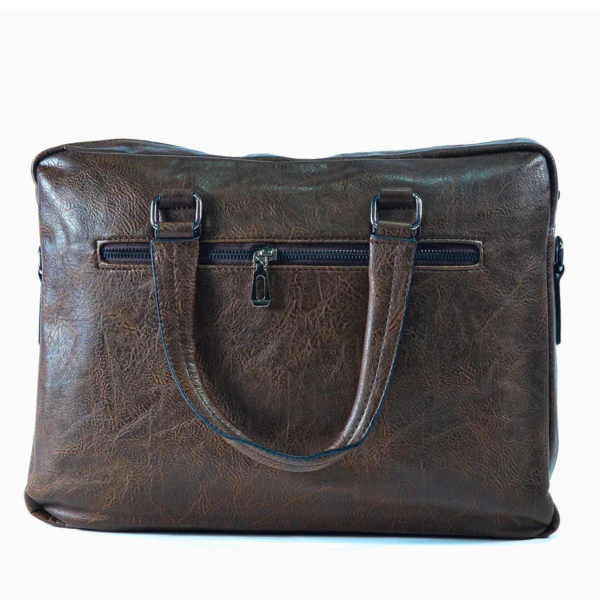 Servieta barbati, piele ecologica, Naimeed D5454, Companion, Maro inchis, 39x7x30cm
