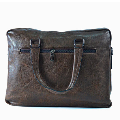 Servieta barbati, piele ecologica, Naimeed D5454, Companion, Maro inchis, 39x7x30cm