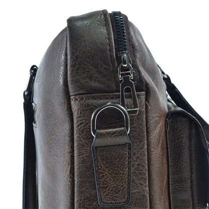 Servieta barbati, piele ecologica, Naimeed D5454, Companion, Maro inchis, 39x7x30cm