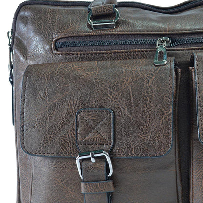 Servieta barbati, piele ecologica, Naimeed D5454, Companion, Maro inchis, 39x7x30cm