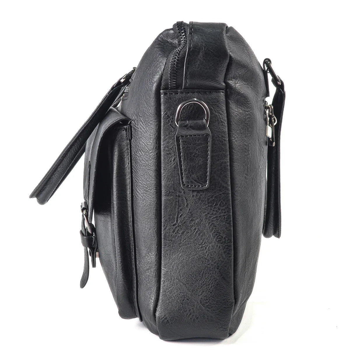 Servieta barbati, piele ecologica, Naimeed D5453, Companion, Negru, 39x7x30cm