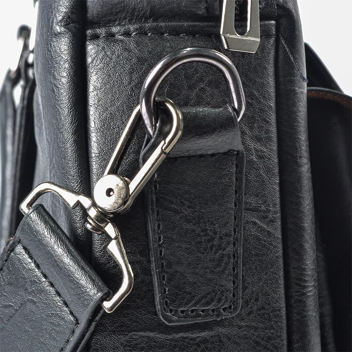 Servieta barbati, piele ecologica, Naimeed D5453, Companion, Negru, 39x7x30cm