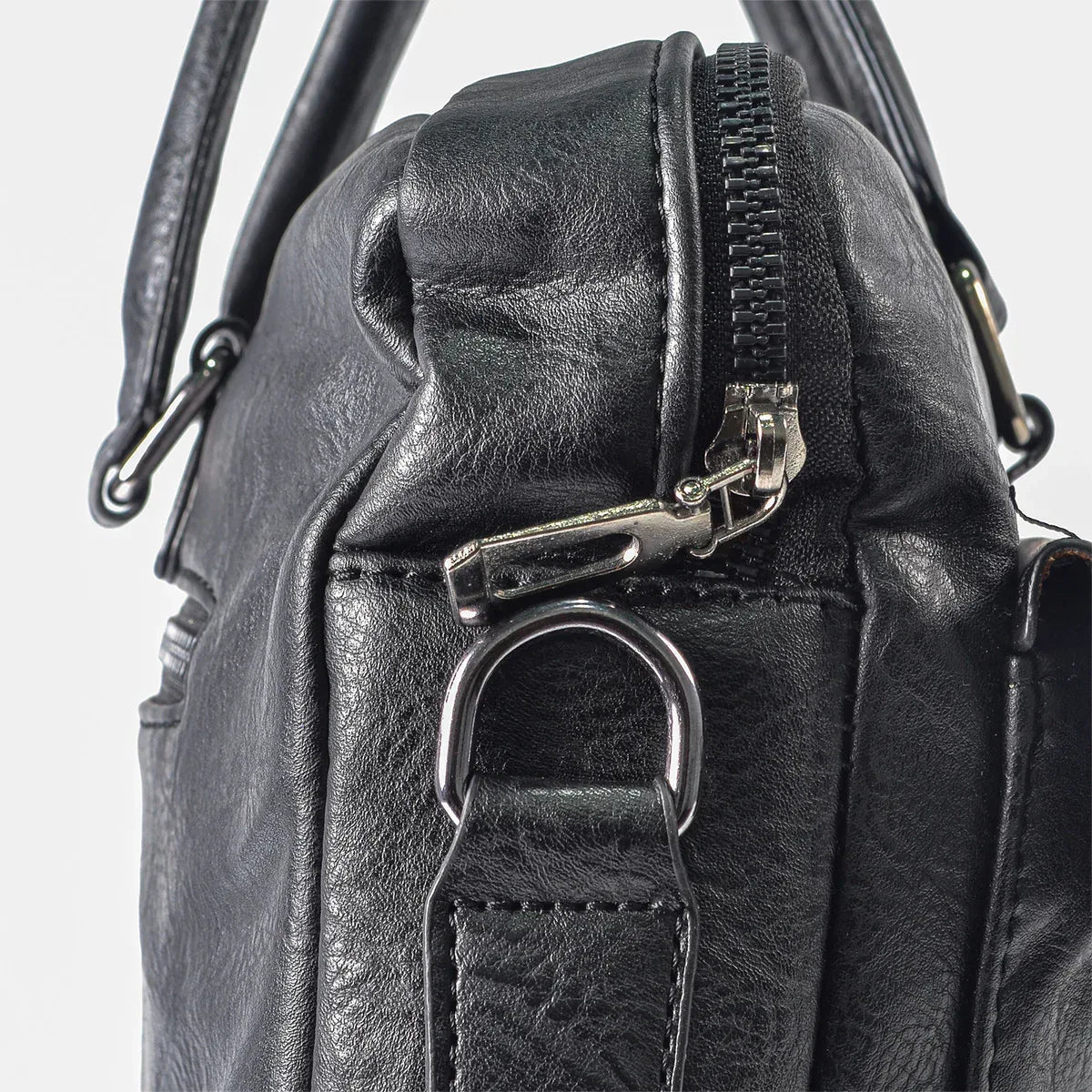 Servieta barbati, piele ecologica, Naimeed D5453, Companion, Negru, 39x7x30cm