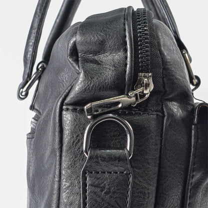 Servieta barbati, piele ecologica, Naimeed D5453, Companion, Negru, 39x7x30cm