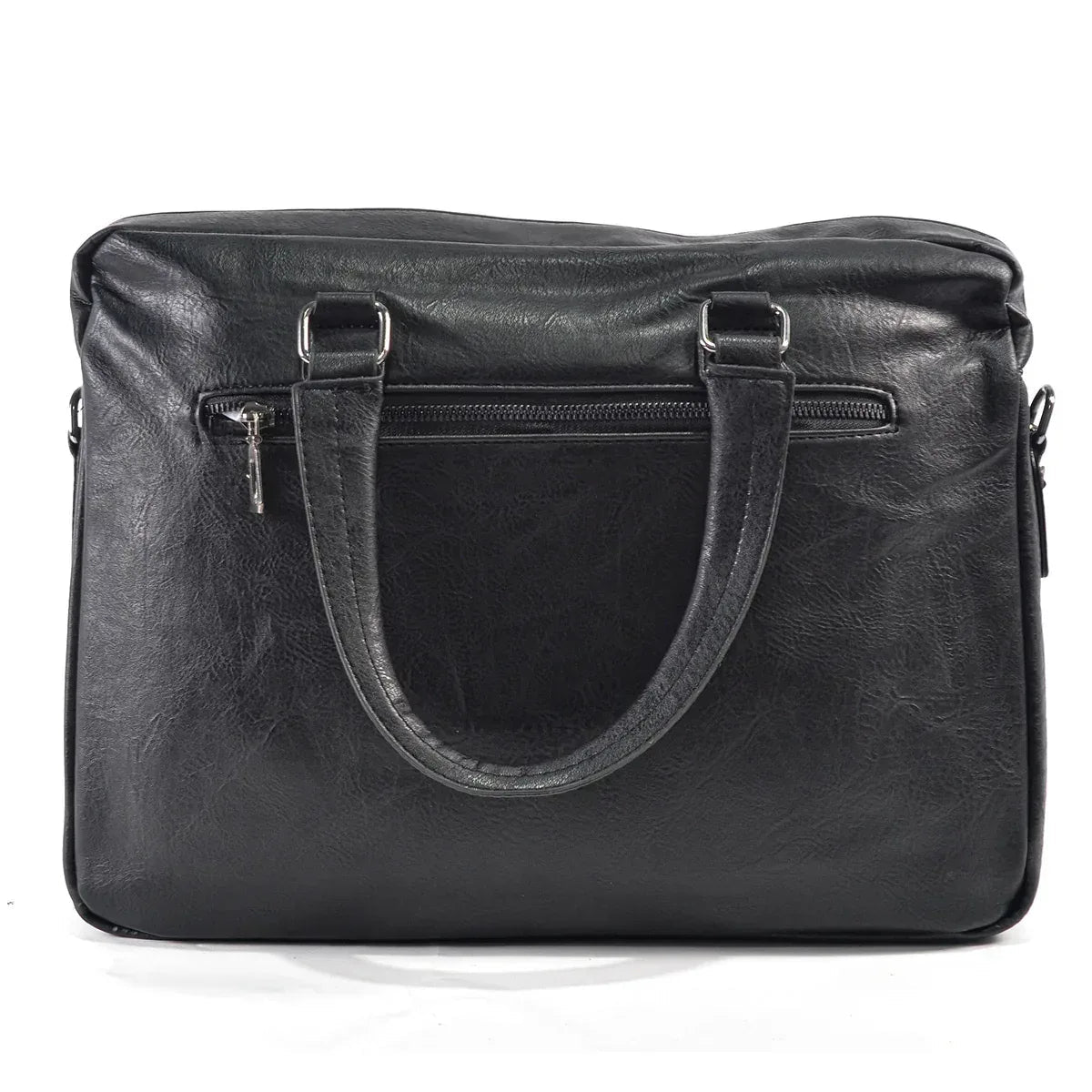 Servieta barbati, piele ecologica, Naimeed D5453, Companion, Negru, 39x7x30cm