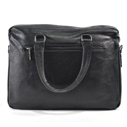 Servieta barbati, piele ecologica, Naimeed D5453, Companion, Negru, 39x7x30cm