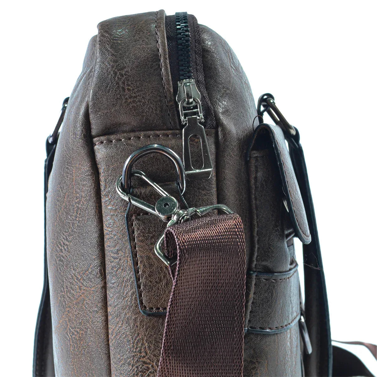 Servieta barbati, piele ecologica, Naimeed D5449, Companion, Maro inchis, 39x7x30cm