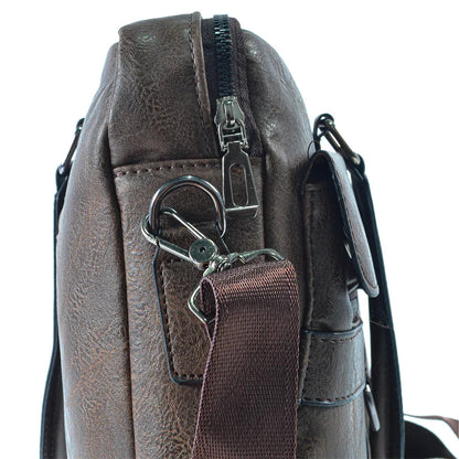 Servieta barbati, piele ecologica, Naimeed D5449, Companion, Maro inchis, 39x7x30cm