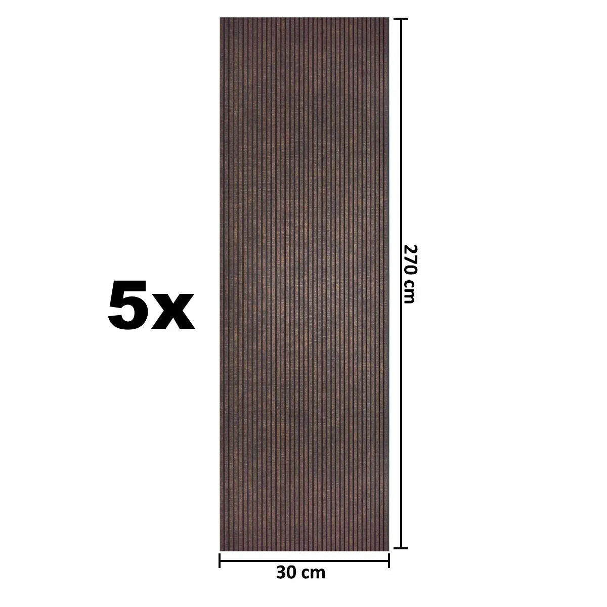 Set 5 panouri decorative, riflaj, polimer rigid, Naimeed D5460, 270x30x0.5cm, Maro