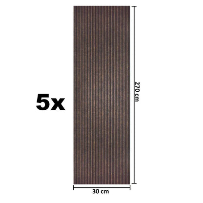 Set 5 panouri decorative, riflaj, polimer rigid, Naimeed D5460, 270x30x0.5cm, Maro