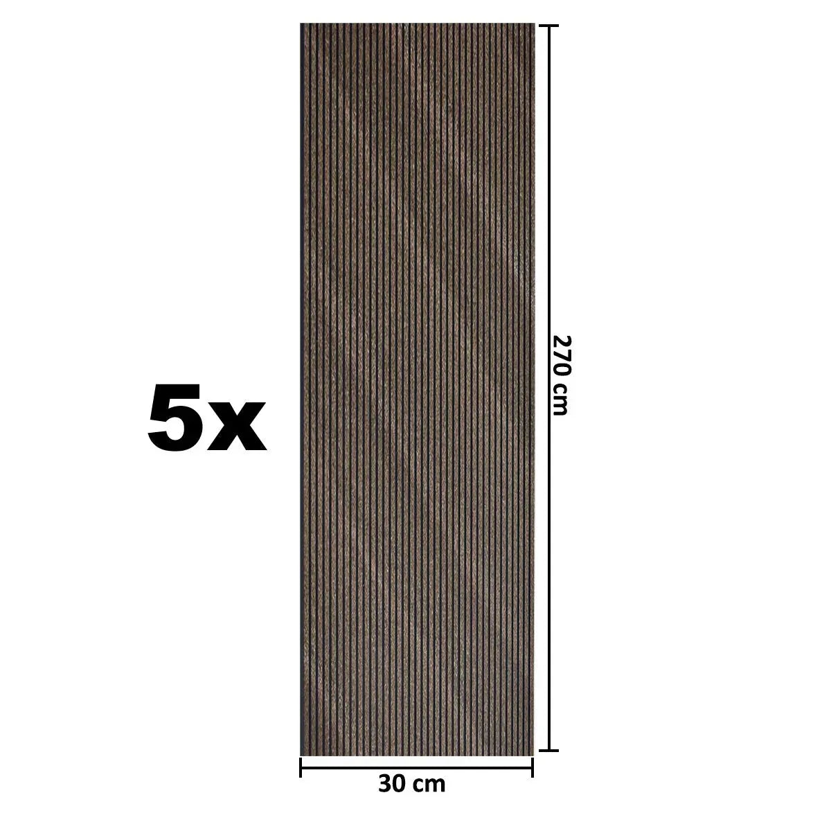 Set 5 panouri decorative, riflaj, polimer rigid, Naimeed D5465, 270x30x0.5cm, Maro