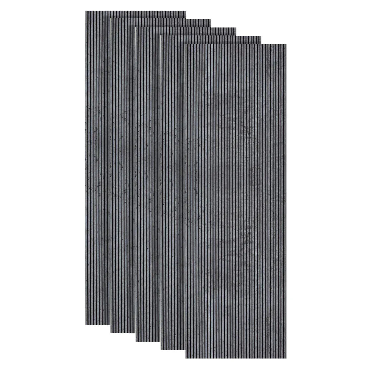Set 5 panouri decorative, riflaj, polimer rigid, Naimeed D5466, 270x30x0.5cm, Gri
