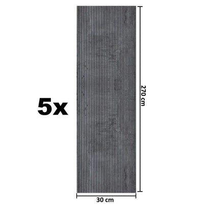 Set 5 panouri decorative, riflaj, polimer rigid, Naimeed D5466, 270x30x0.5cm, Gri