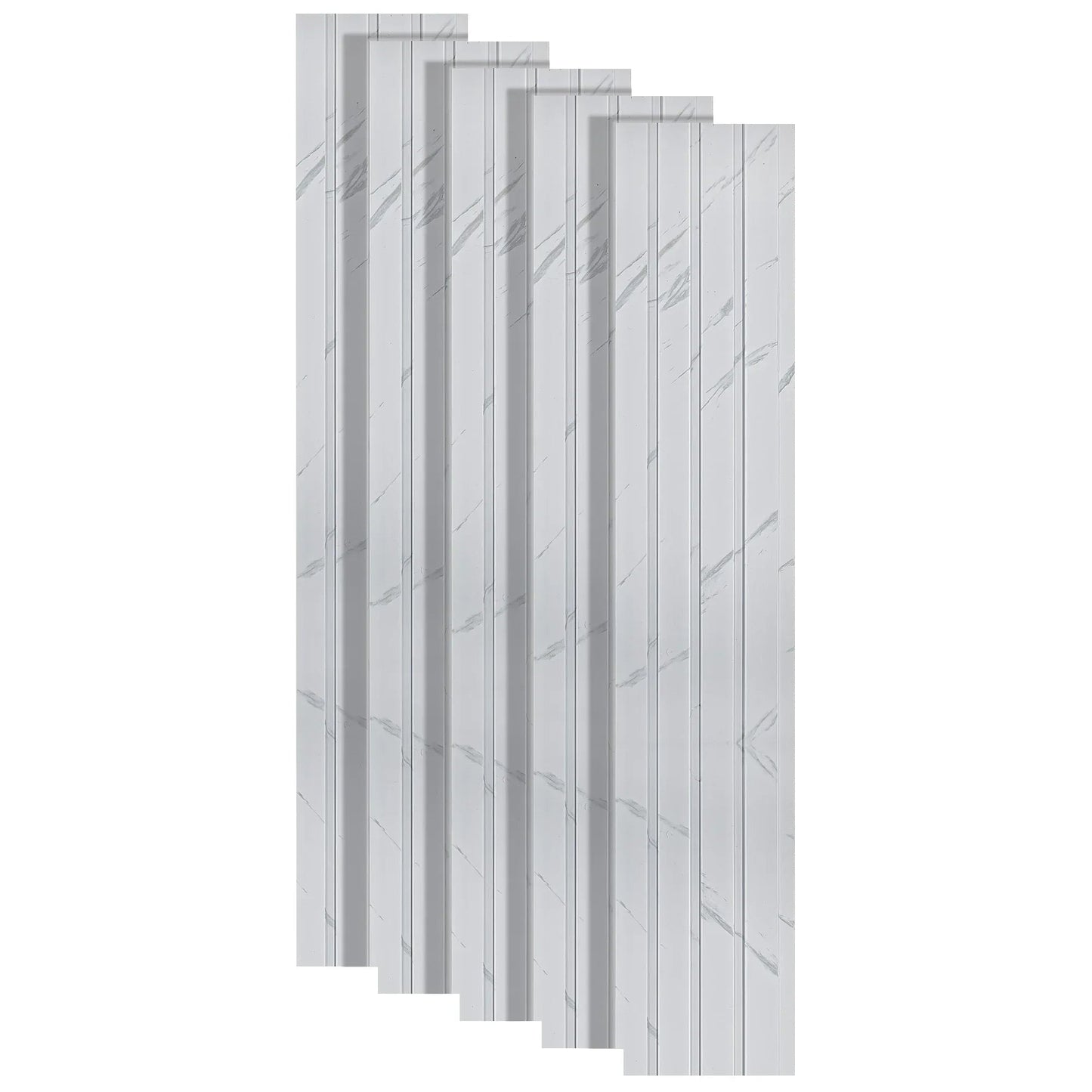 Set 5 panouri decorative, riflaj, polimer rigid, Naimeed D5471, 270x16x1cm, Alb