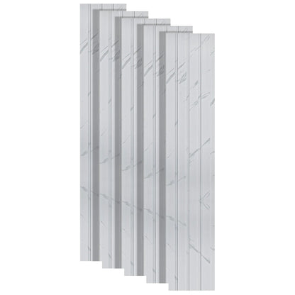 Set 5 panouri decorative, riflaj, polimer rigid, Naimeed D5471, 270x16x1cm, Alb