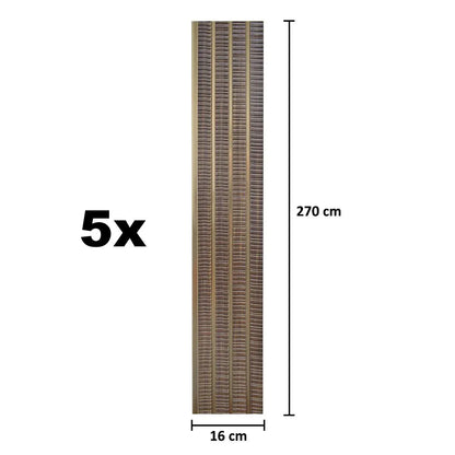 Set 5 panouri decorative, riflaj, polimer rigid, Naimeed D5473, 270x16x1cm, Maro/Auriu