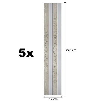 Set 5 panouri decorative, riflaj, polimer rigid, Naimeed D5474, 270x12x2cm, Alb