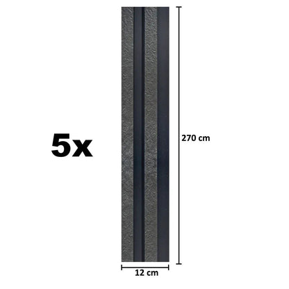 Set 5 panouri decorative, riflaj, polimer rigid, Naimeed D5478, 270x12x2cm, Negru