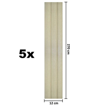 Set 5 panouri decorative, riflaj, polimer rigid, Naimeed D5482, 270x12x1cm, Crem deschis