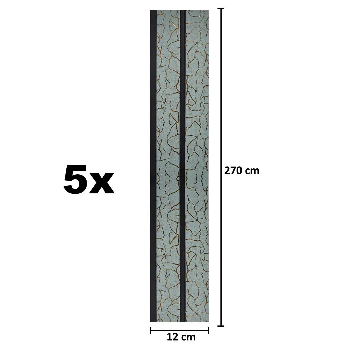 Set 5 panouri decorative, riflaj, polimer rigid, Naimeed D5488, 270x12x1cm, Turcoaz