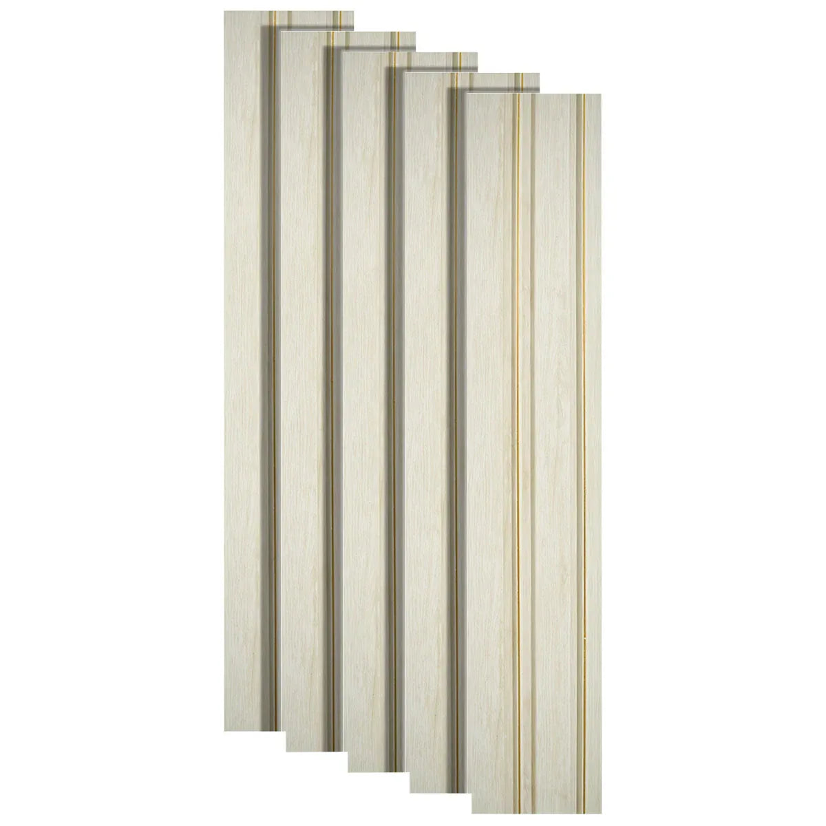 Set 5 panouri decorative, riflaj, polimer rigid, Naimeed D5491, 270x12x1cm, Alb
