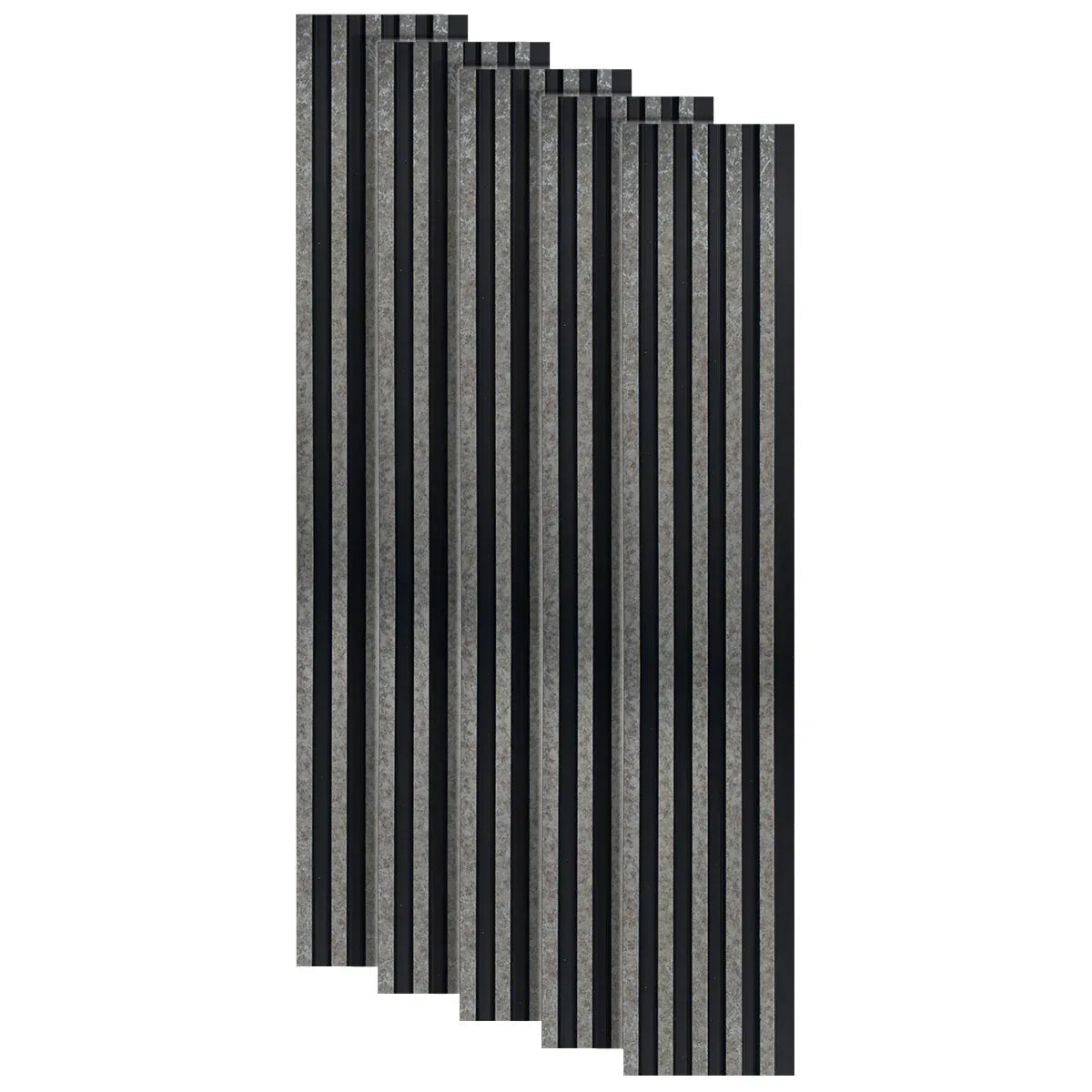 Set 5 panouri decorative, riflaj, polimer rigid, Naimeed D5494, 270x12x1cm, Negru/Gri