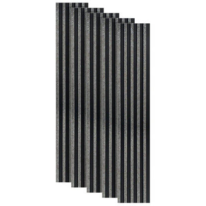 Set 5 panouri decorative, riflaj, polimer rigid, Naimeed D5494, 270x12x1cm, Negru/Gri