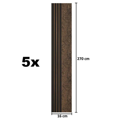 Set 5 panouri decorative, riflaj, polimer rigid, Naimeed D5502, 270x16x1cm, Maro