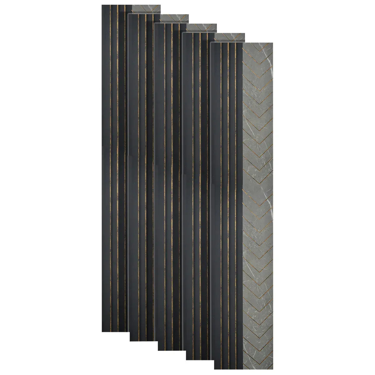 Set 5 panouri decorative, riflaj, polimer rigid, Naimeed D5503, 270x16x1cm, Gri