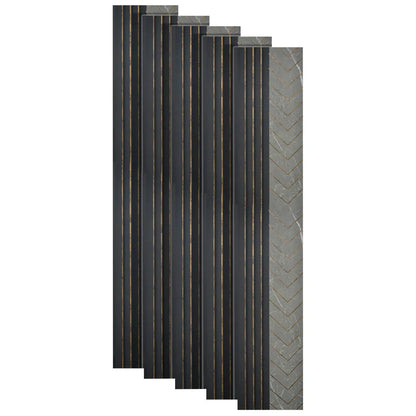 Set 5 panouri decorative, riflaj, polimer rigid, Naimeed D5503, 270x16x1cm, Gri