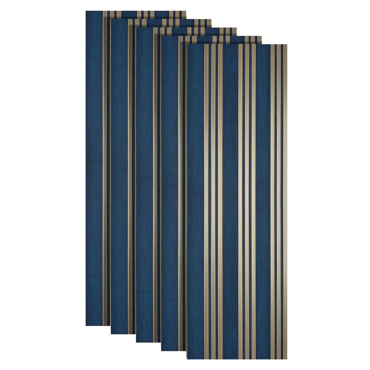 Set 5 panouri decorative, riflaj, polimer rigid, Naimeed D5508, 270x30x0.5cm, Turcoaz/Auriu