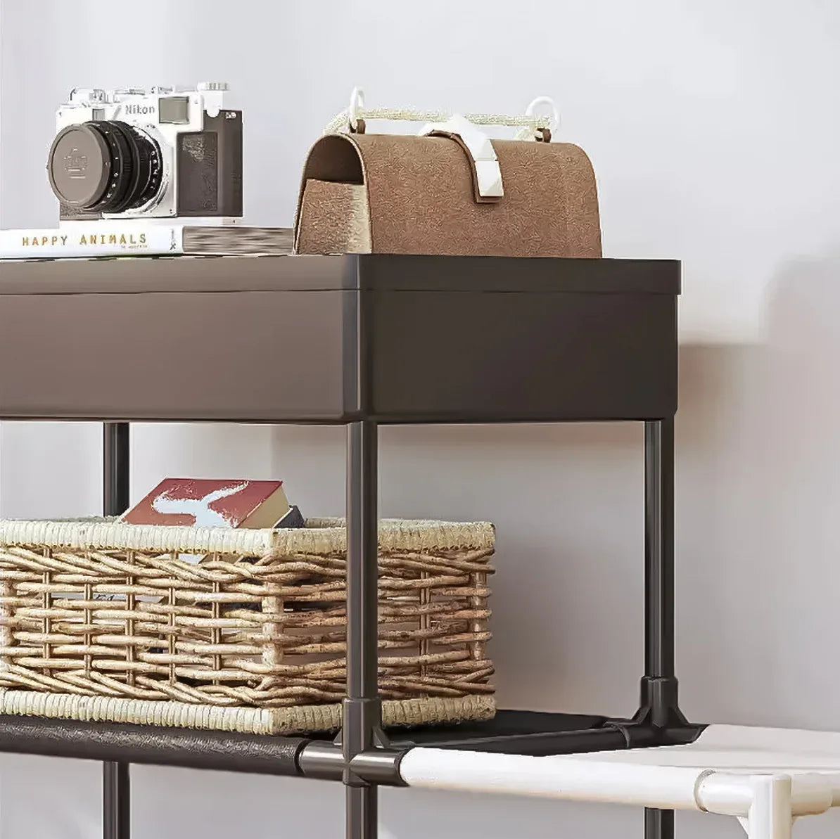 Pantofar, Naimeed D5546, raft incaltaminte, polita multifunctionala, 95 x 22 x 108 cm, alb-negru