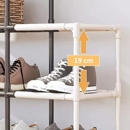 Pantofar, Naimeed D5544, raft incaltaminte, polita multifunctionala, 95 x 22 x 68 cm, alb-negru
