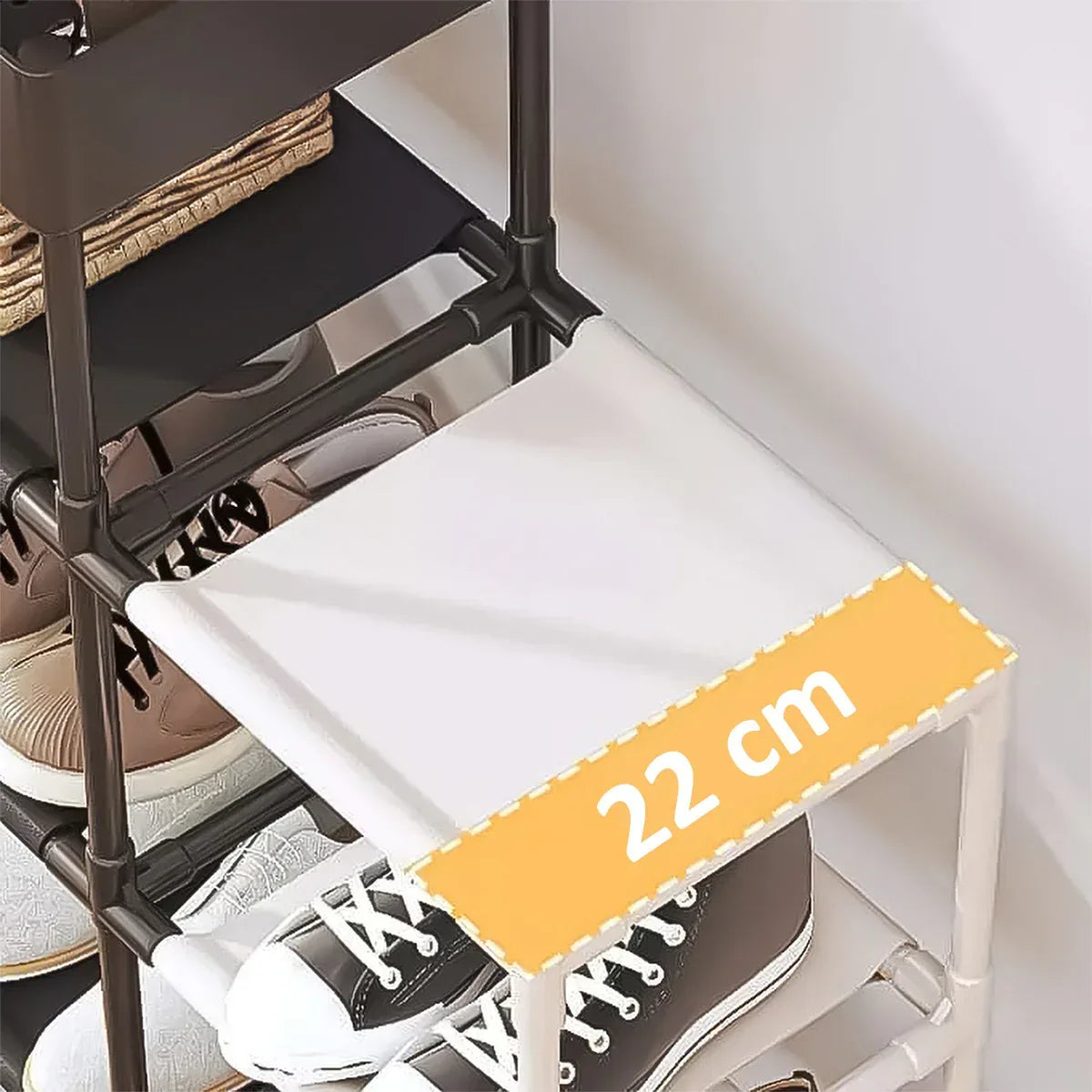 Pantofar, Naimeed D5546, raft incaltaminte, polita multifunctionala, 95 x 22 x 108 cm, alb-negru