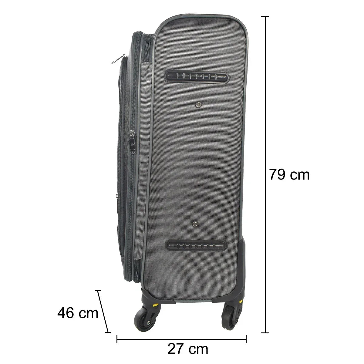 Set 3 trolere voiaj, Naimeed D5589, 4 roti duble 360 grade, material impermeabil, inchidere cifru, Gri