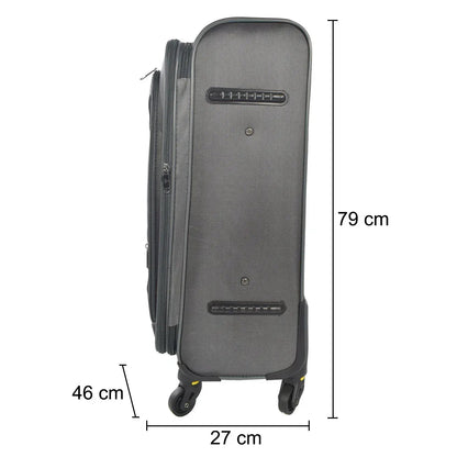 Set 3 trolere voiaj, Naimeed D5589, 4 roti duble 360 grade, material impermeabil, inchidere cifru, Gri