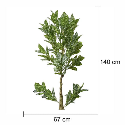 Planta artificiala, Aphelandra Squarrosa (Planta Zebra) fara ghiveci, Naimeed D5609, 140x67 cm, Verde