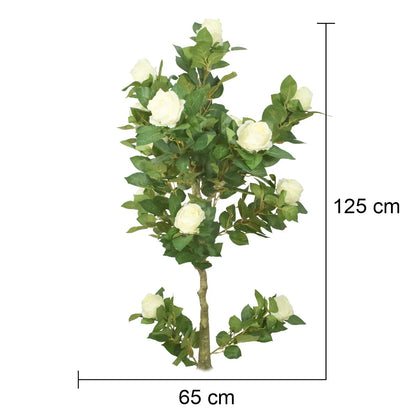 Copac artificial, Trandafir fara ghiveci, Naimeed D5611, 125x65 cm, Alb